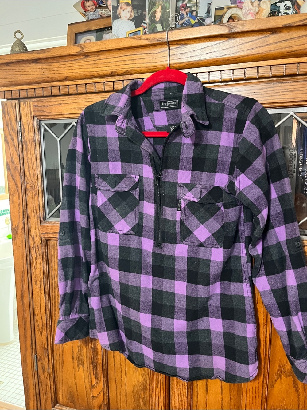 Brother Purple and Black Plaid Flannel Shirt